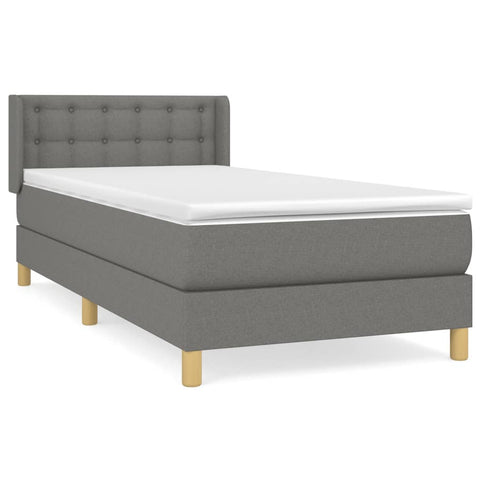 vidaXL Boxspringbett mit Matratze Dunkelgrau 80x200 cm Stoff