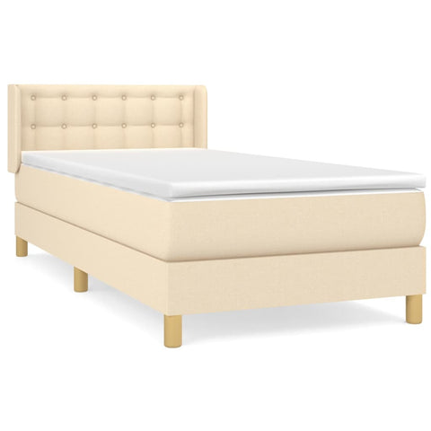 vidaXL Boxspringbett mit Matratze Creme 80x200 cm Stoff