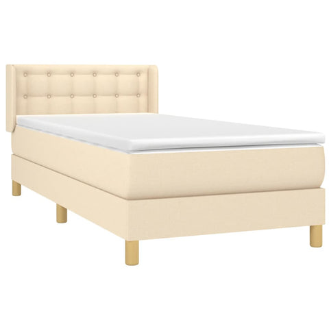 vidaXL Boxspringbett mit Matratze Creme 80x200 cm Stoff