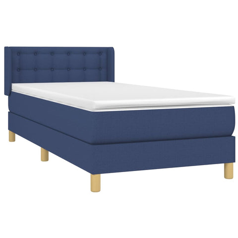 vidaXL Boxspringbett mit Matratze Blau 80x200 cm Stoff