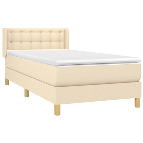 vidaXL Boxspringbett mit Matratze Creme 90x190 cm Stoff