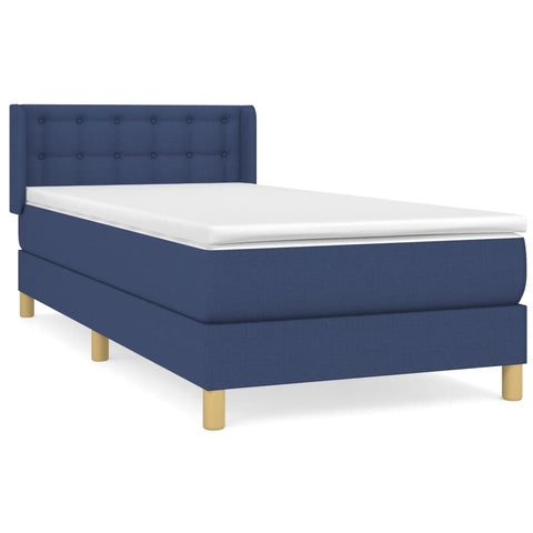 vidaXL Boxspringbett mit Matratze Blau 90x200 cm Stoff