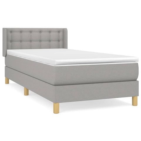 vidaXL Boxspringbett mit Matratze Hellgrau 100x200 cm Stoff