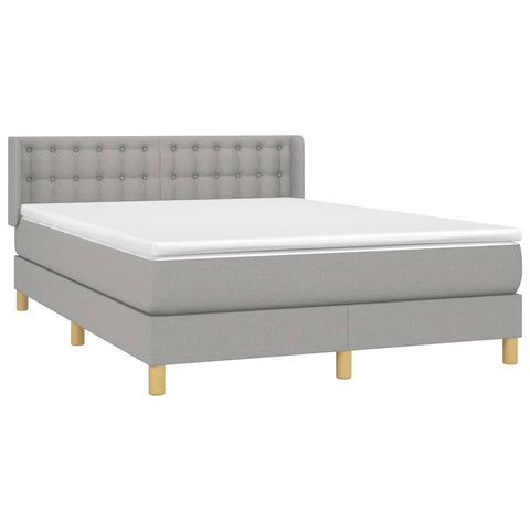 vidaXL Boxspringbett mit Matratze Hellgrau 140x200 cm Stoff