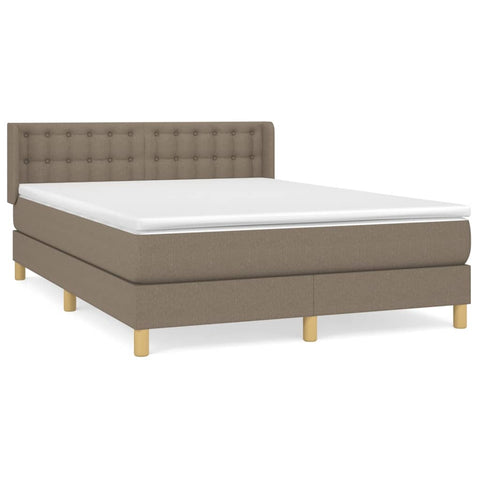 vidaXL Boxspringbett mit Matratze Taupe 140x200 cm Stoff