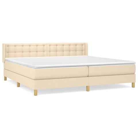 vidaXL Boxspringbett mit Matratze Creme 160x200 cm Stoff