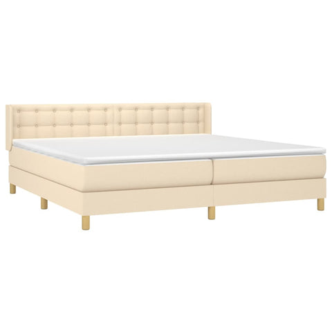 vidaXL Boxspringbett mit Matratze Creme 160x200 cm Stoff