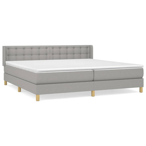 vidaXL Boxspringbett mit Matratze Hellgrau 180x200 cm Stoff