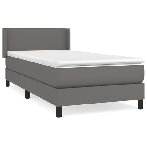 vidaXL Boxspringbett mit Matratze Grau 80x200 cm Kunstleder