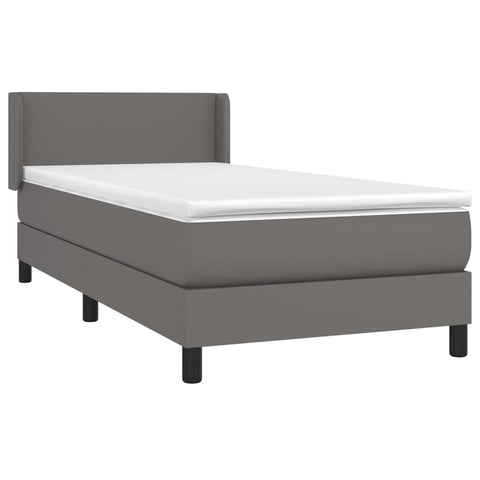 vidaXL Boxspringbett mit Matratze Grau 80x200 cm Kunstleder