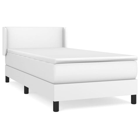 vidaXL Boxspringbett mit Matratze Weiß 90x190 cm Kunstleder