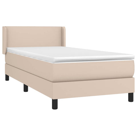 vidaXL Boxspringbett mit Matratze Cappuccino-Braun 90x190cm Kunstleder