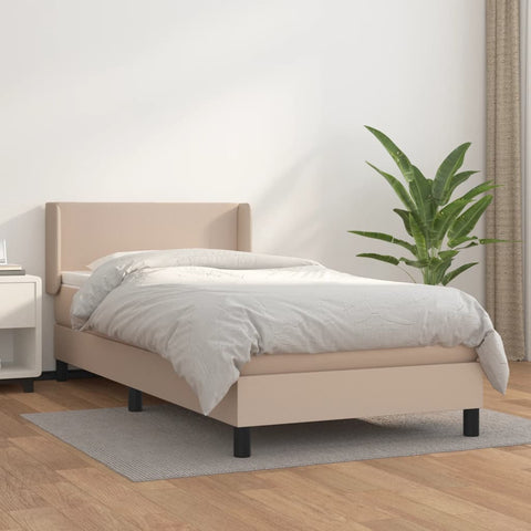 vidaXL Boxspringbett mit Matratze Cappuccino-Braun 90x190cm Kunstleder