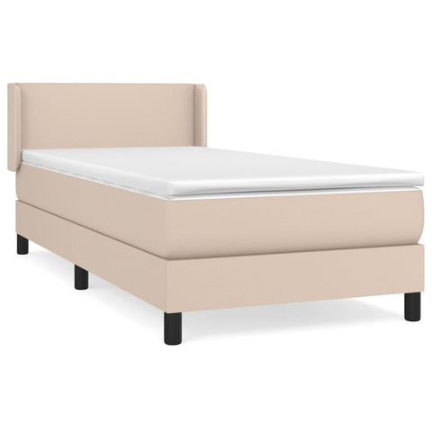 vidaXL Boxspringbett mit Matratze Cappuccino-Braun 90x200cm Kunstleder