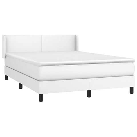 vidaXL Boxspringbett mit Matratze Weiß 140x190 cm Kunstleder