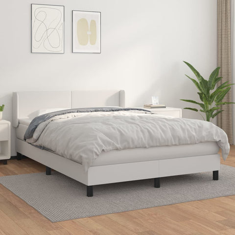 vidaXL Boxspringbett mit Matratze Weiß 140x190 cm Kunstleder