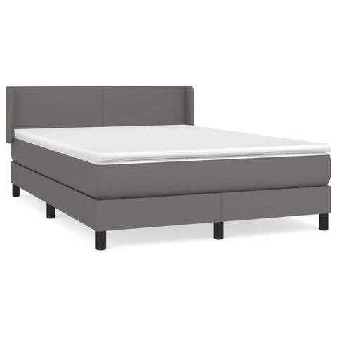 vidaXL Boxspringbett mit Matratze Grau 140x190 cm Kunstleder