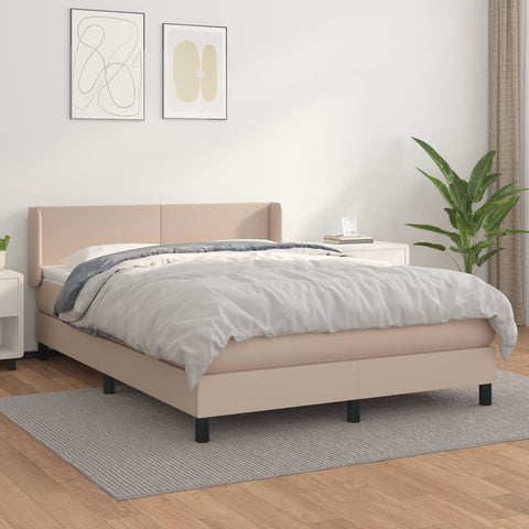 vidaXL Boxspringbett Matratze Cappuccino-Braun 140x190cm Kunstleder