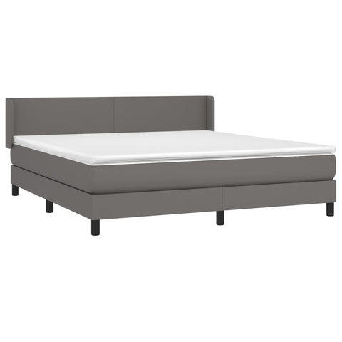 vidaXL Boxspringbett mit Matratze Grau 160x200 cm Kunstleder