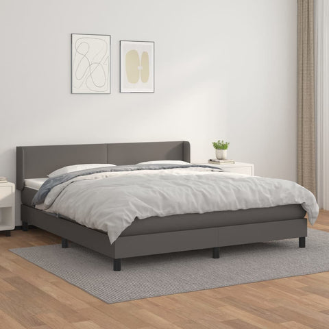 vidaXL Boxspringbett mit Matratze Grau 160x200 cm Kunstleder