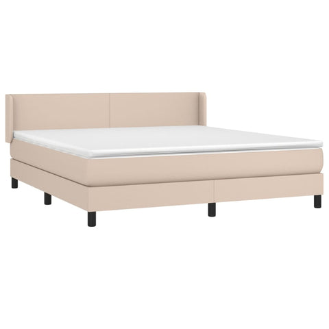 vidaXL Boxspringbett Matratze Cappuccino-Braun 160x200 cm Kunstleder