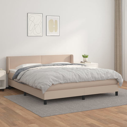 vidaXL Boxspringbett Matratze Cappuccino-Braun 160x200 cm Kunstleder