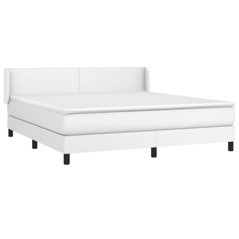 vidaXL Boxspringbett mit Matratze Weiß 180x200 cm Kunstleder