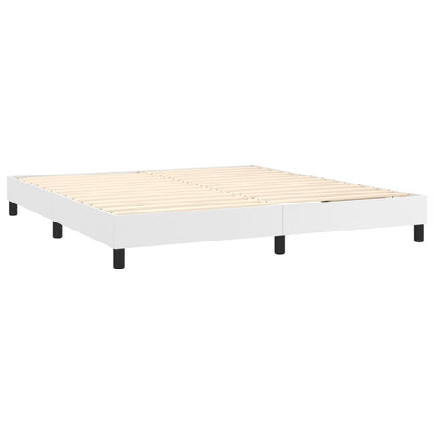 vidaXL Boxspringbett mit Matratze Weiß 180x200 cm Kunstleder