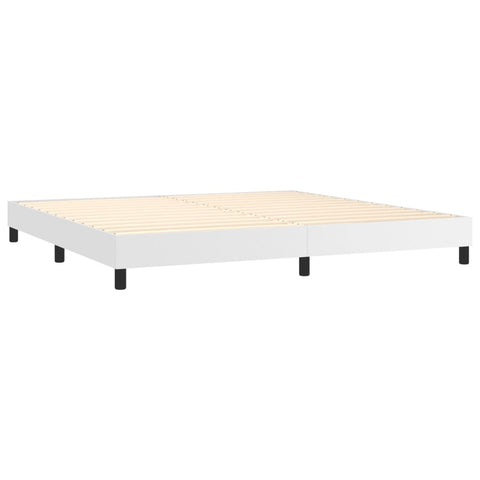 vidaXL Boxspringbett mit Matratze Weiß 200x200 cm Kunstleder