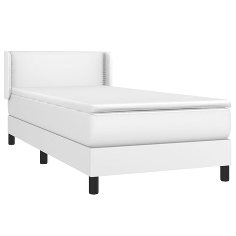 vidaXL Boxspringbett mit Matratze Weiß 80x200 cm Kunstleder