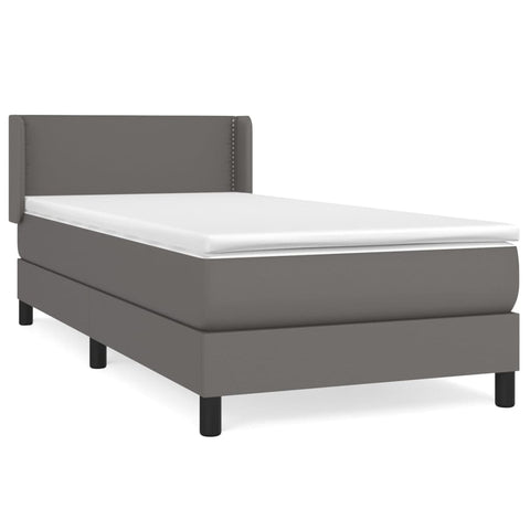 vidaXL Boxspringbett mit Matratze Grau 80x200 cm Kunstleder