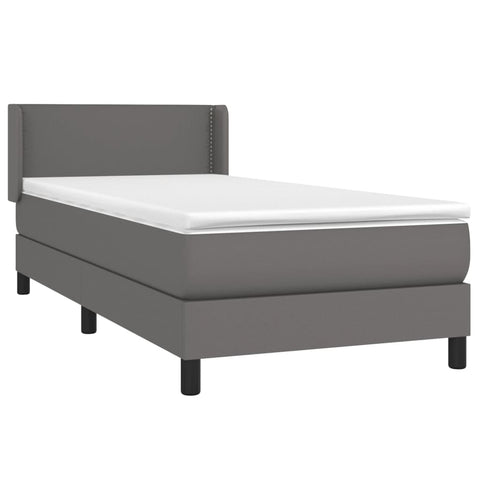 vidaXL Boxspringbett mit Matratze Grau 80x200 cm Kunstleder