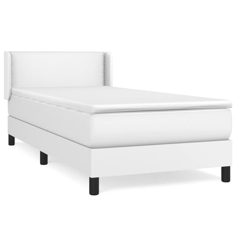 vidaXL Boxspringbett mit Matratze Weiß 90x190 cm Kunstleder