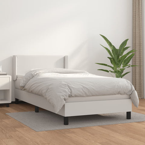 vidaXL Boxspringbett mit Matratze Weiß 90x190 cm Kunstleder