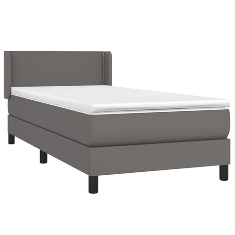 vidaXL Boxspringbett mit Matratze Grau 90x190 cm Kunstleder