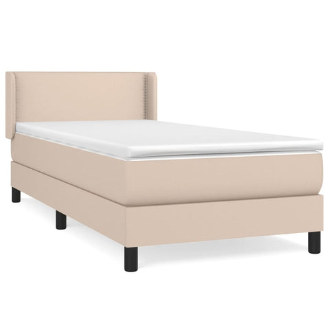 vidaXL Boxspringbett mit Matratze Cappuccino-Braun 90x190cm Kunstleder