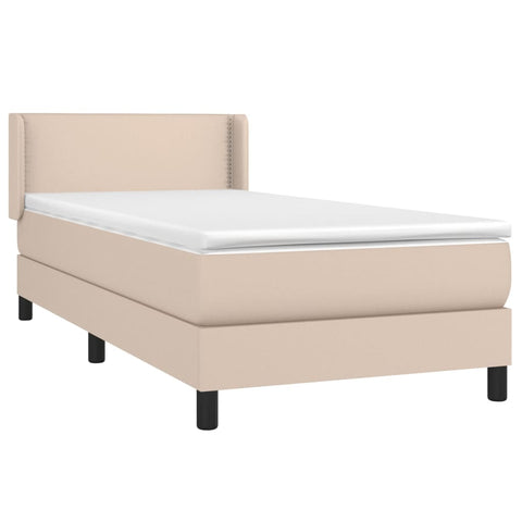 vidaXL Boxspringbett mit Matratze Cappuccino-Braun 90x190cm Kunstleder