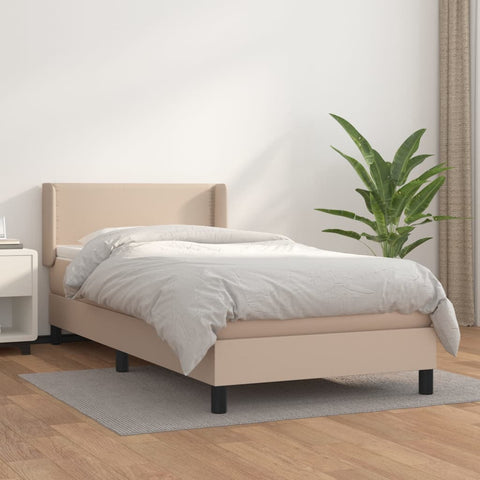 vidaXL Boxspringbett mit Matratze Cappuccino-Braun 90x190cm Kunstleder