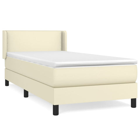 Boxspringbett mit Matratze Creme 90x200 cm Kunstleder