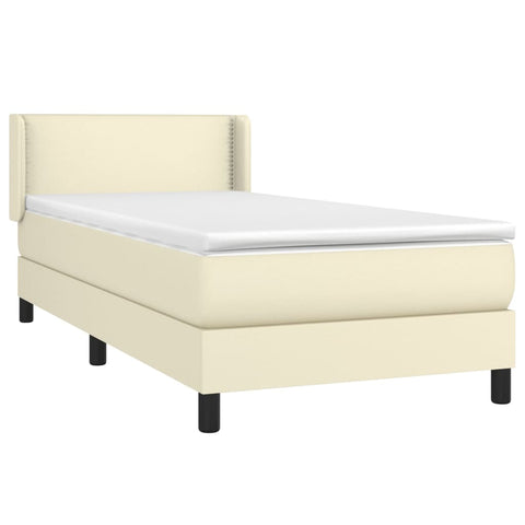 Boxspringbett mit Matratze Creme 90x200 cm Kunstleder