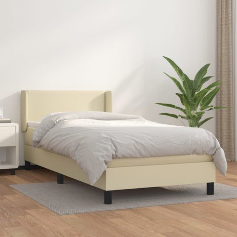 Boxspringbett mit Matratze Creme 90x200 cm Kunstleder