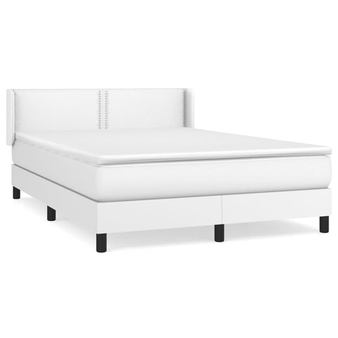 vidaXL Boxspringbett mit Matratze Weiß 140x190 cm Kunstleder