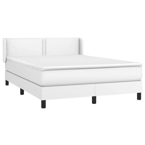 vidaXL Boxspringbett mit Matratze Weiß 140x190 cm Kunstleder