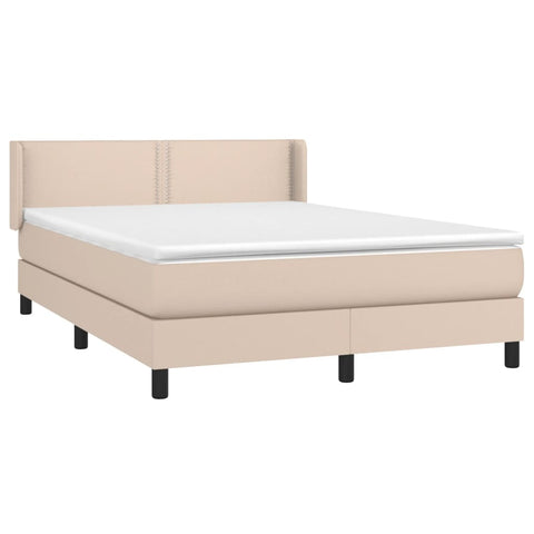 vidaXL Boxspringbett Matratze Cappuccino-Braun 140x190cm Kunstleder