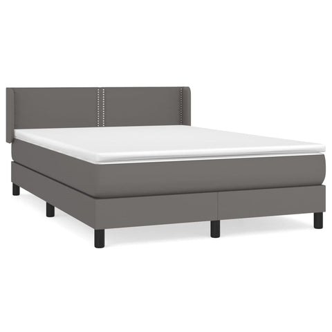 vidaXL Boxspringbett mit Matratze Grau 140x200 cm Kunstleder