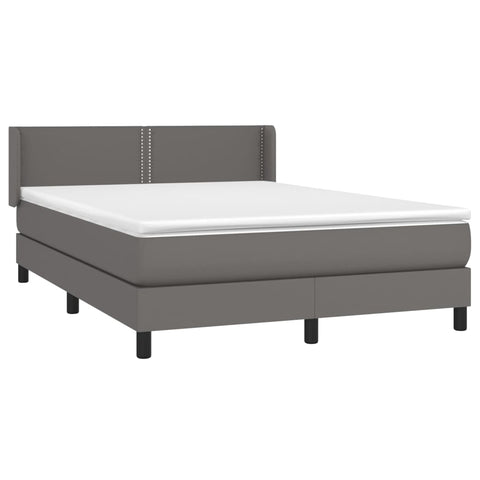 vidaXL Boxspringbett mit Matratze Grau 140x200 cm Kunstleder