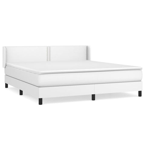 vidaXL Boxspringbett mit Matratze Weiß 160x200 cm Kunstleder