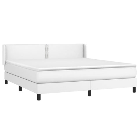 vidaXL Boxspringbett mit Matratze Weiß 160x200 cm Kunstleder