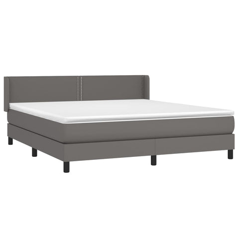 vidaXL Boxspringbett mit Matratze Grau 160x200 cm Kunstleder