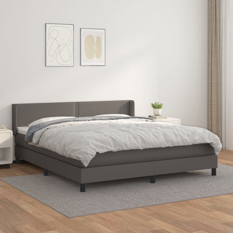 vidaXL Boxspringbett mit Matratze Grau 160x200 cm Kunstleder